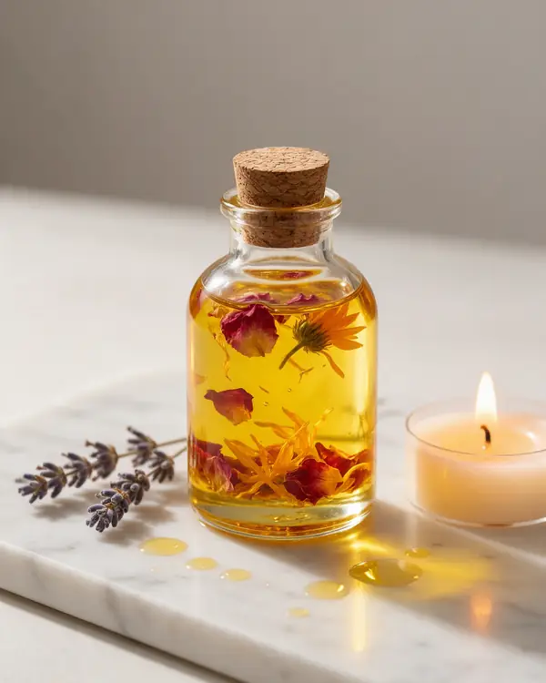Aceite de baño con pétalos